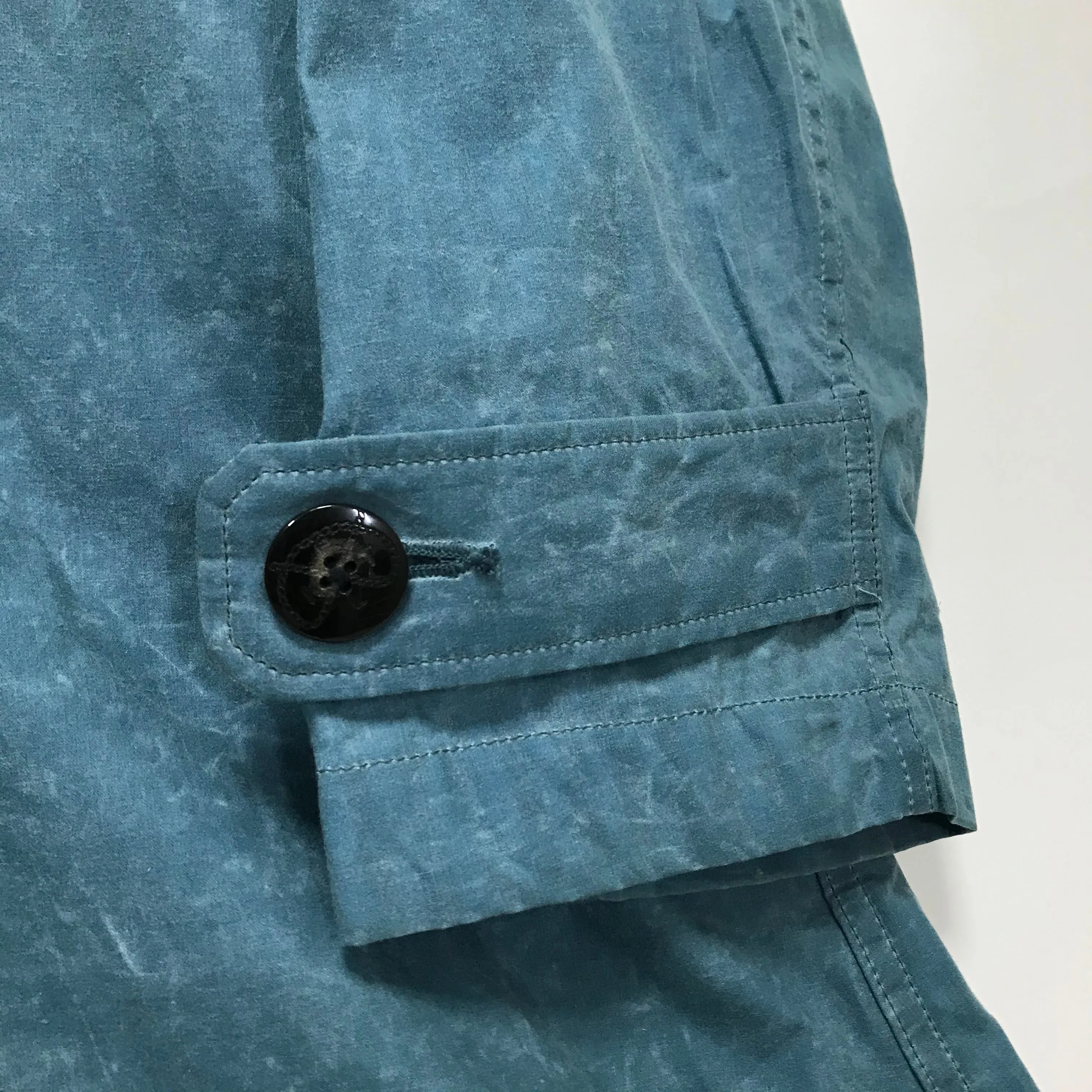 [L] Kapital Waxed Cotton Tweed Lined Trench Coat Blue