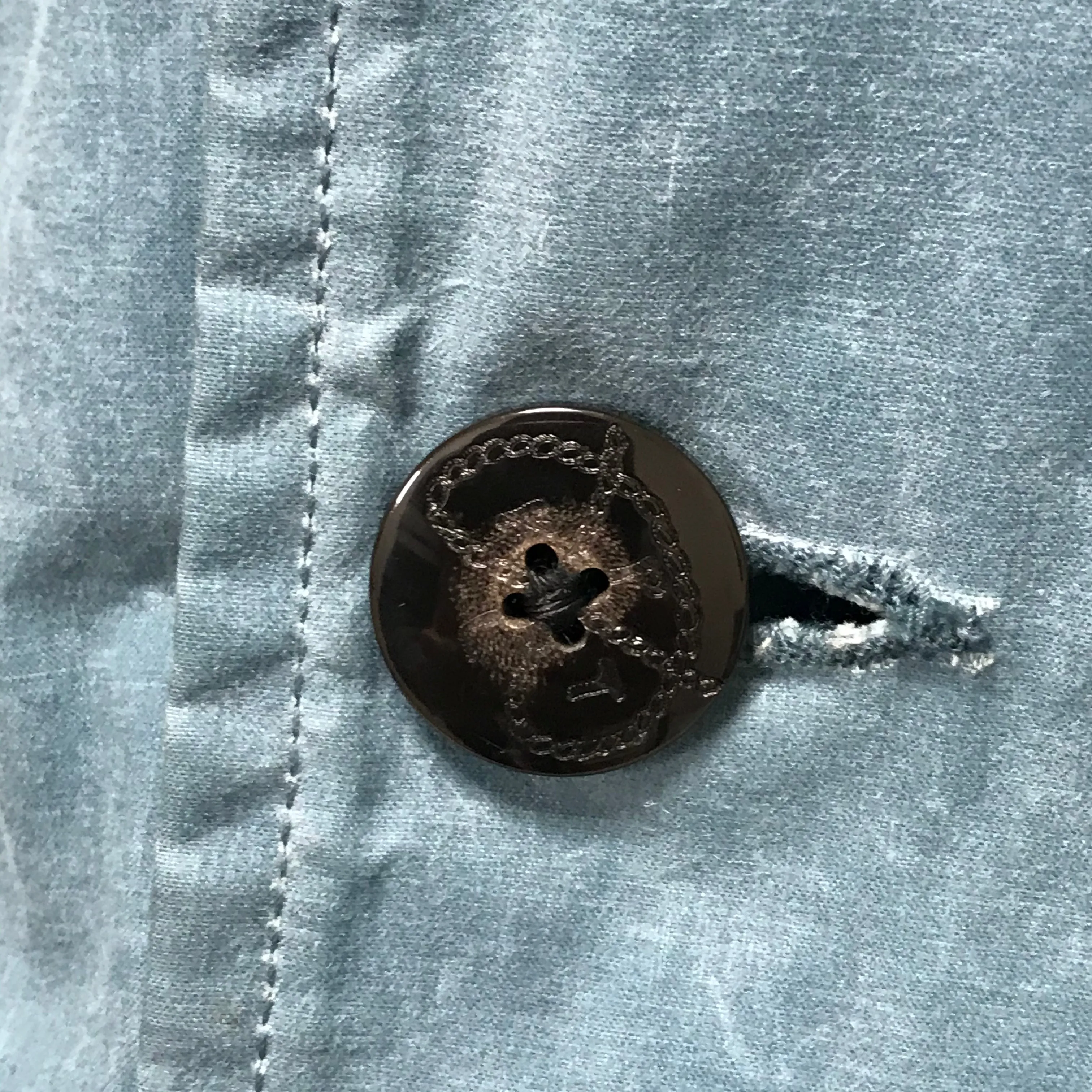 [L] Kapital Waxed Cotton Tweed Lined Trench Coat Blue