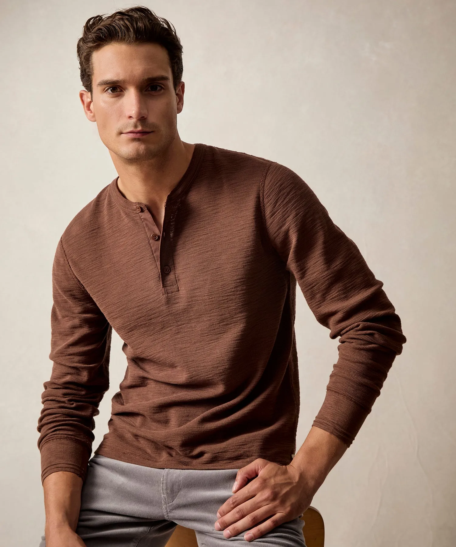 Lightweight Mini Waffle Henley