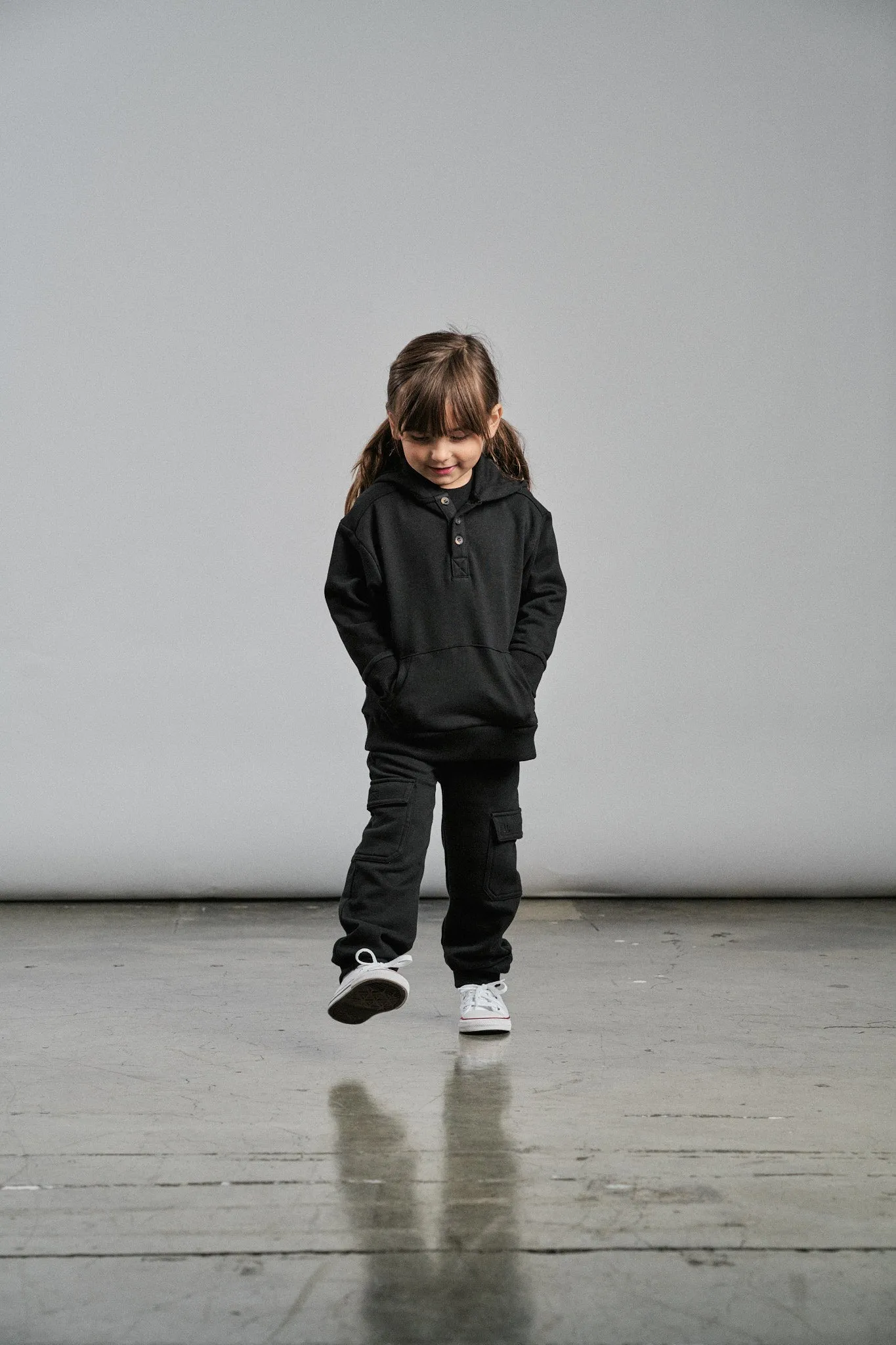 Little Bipsy Henley Hoodie - Black