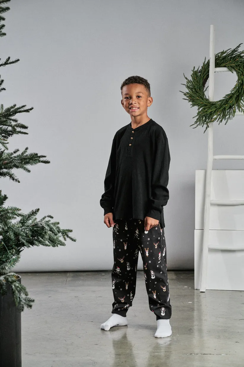 Little Bipsy Ribbed Henley - Black