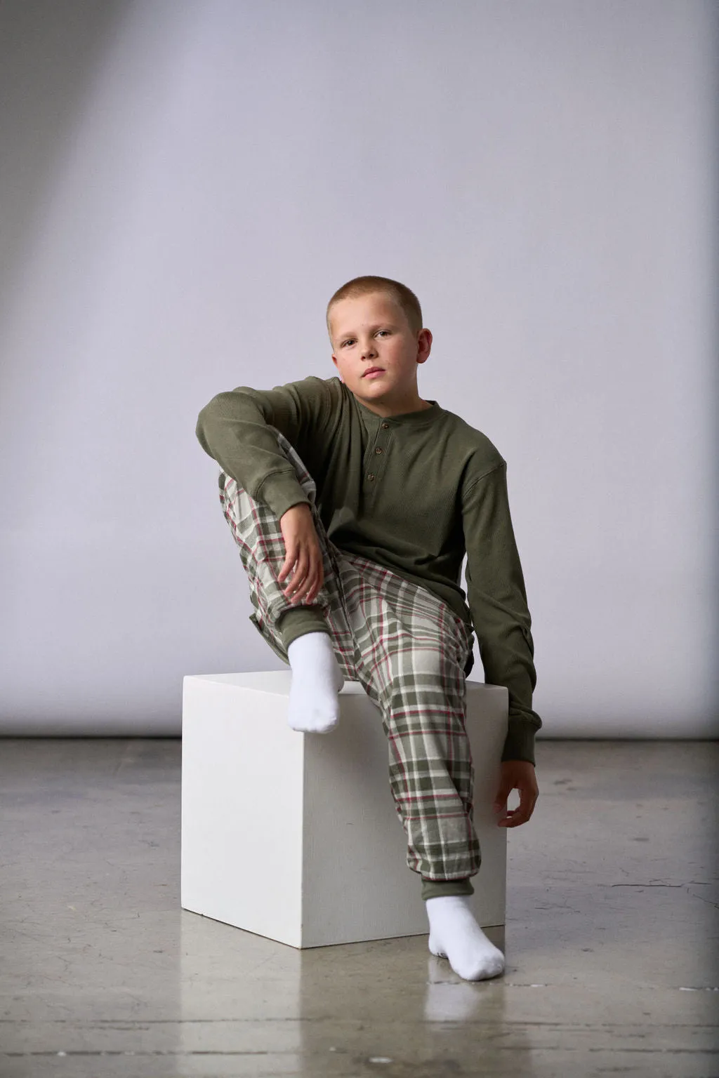Little Bipsy Ribbed Henley - Pine