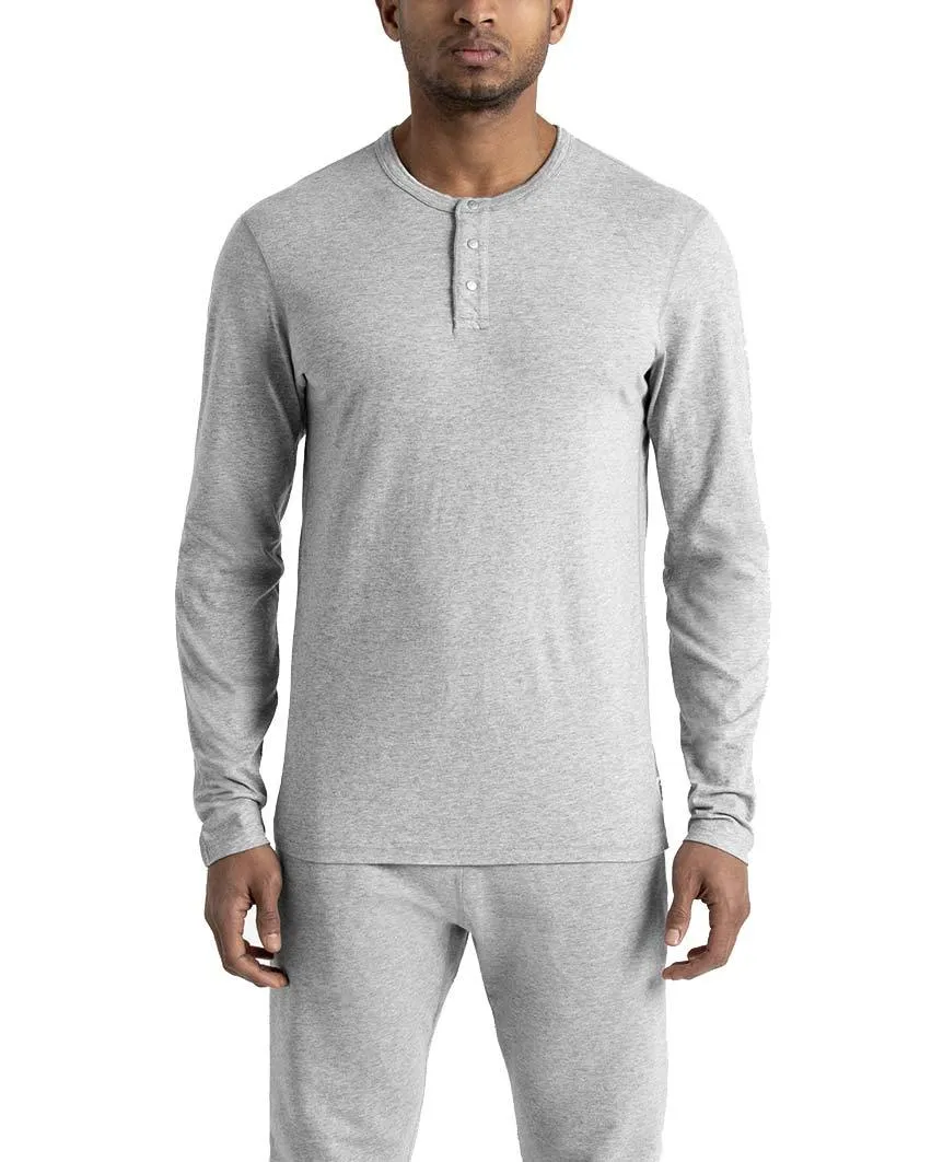 Long Sleeve Henley Ringspun Jersey Heather Grey