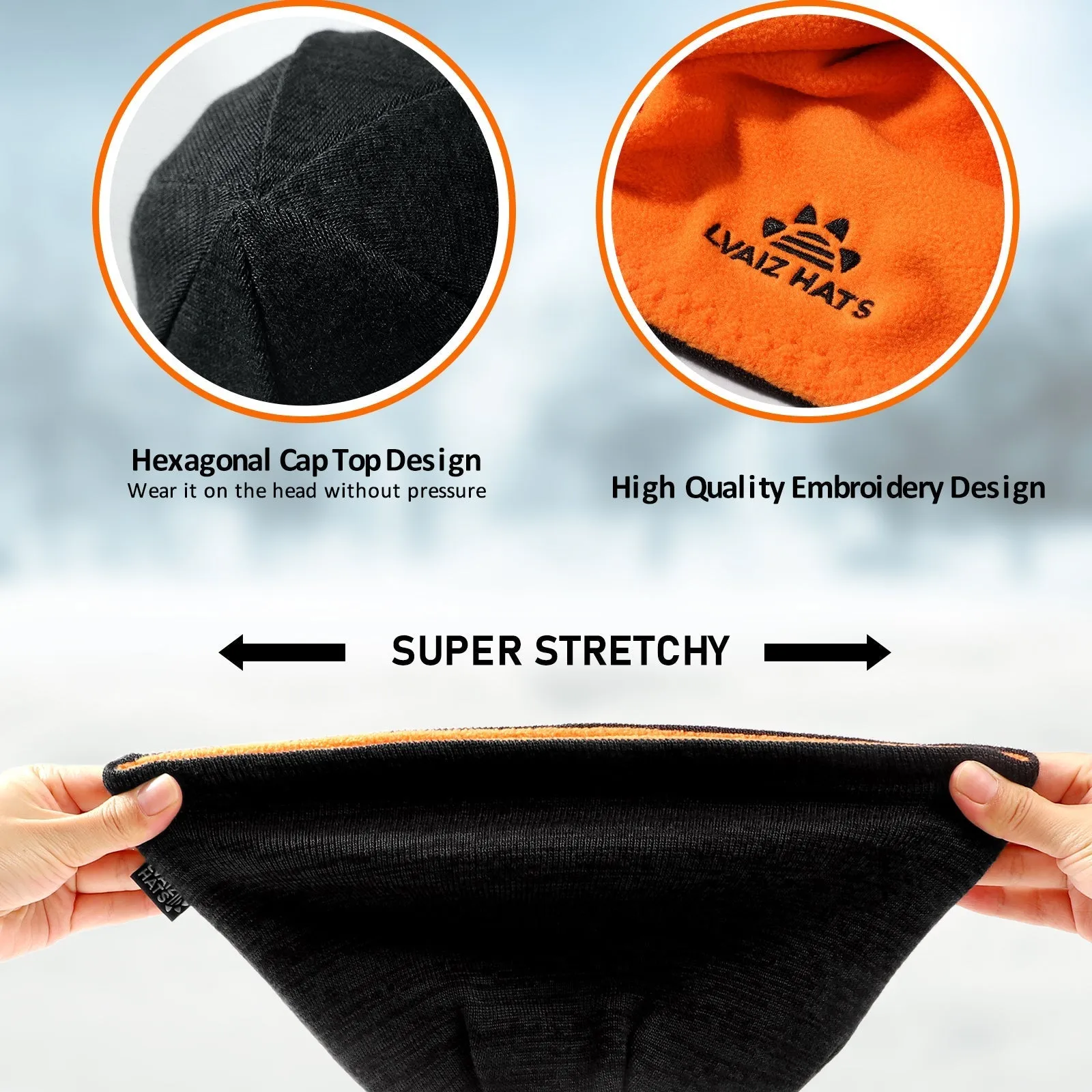 Lvaiz Winter Fleece Lined Knitted Beanie Hats