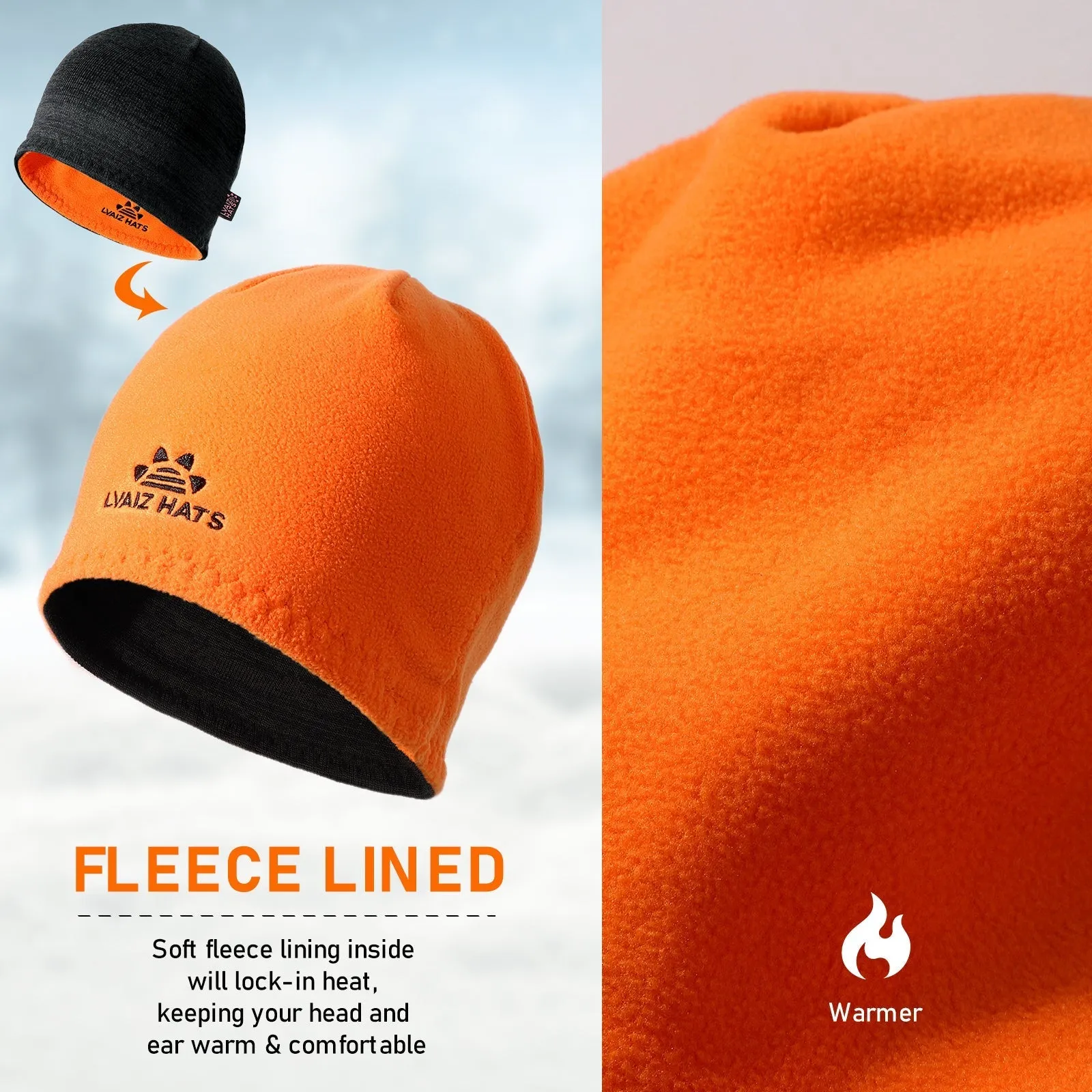 Lvaiz Winter Fleece Lined Knitted Beanie Hats