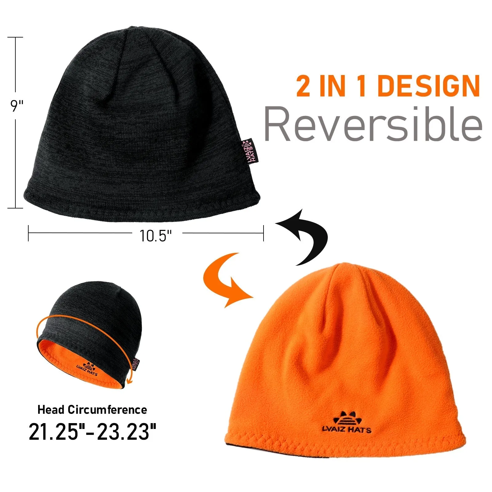 Lvaiz Winter Fleece Lined Knitted Beanie Hats