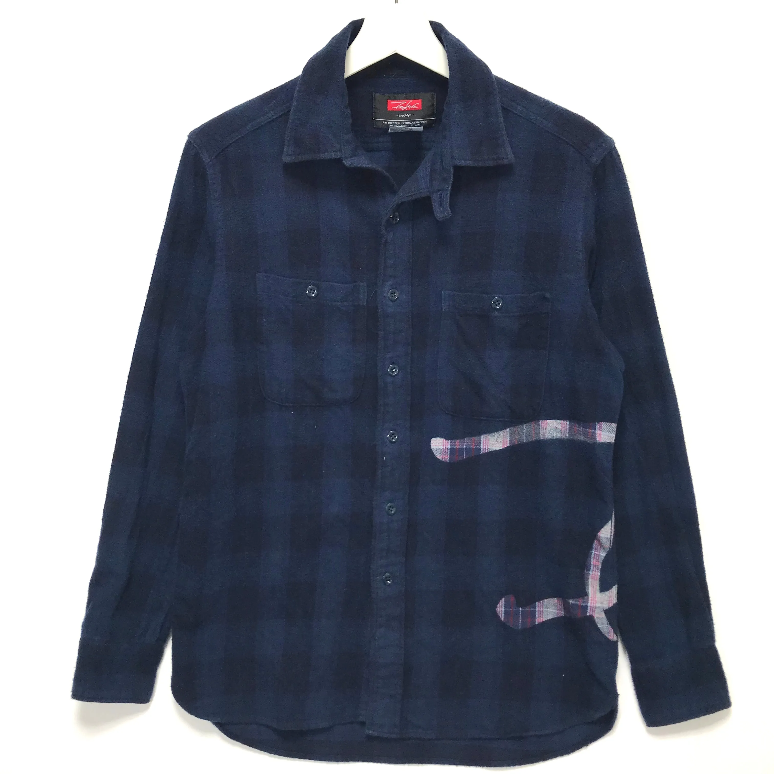 [M] Futura Laboratories Overdye Flannel Check Shirt Indigo