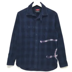 [M] Futura Laboratories Overdye Flannel Check Shirt Indigo