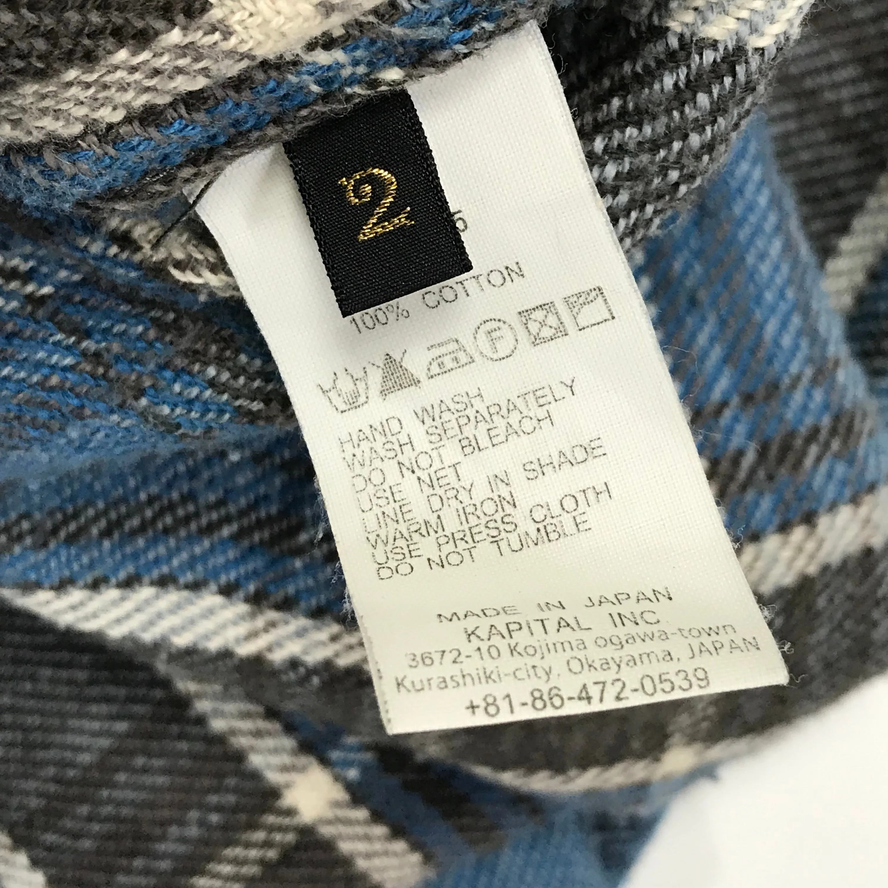 [M]  Kapital Mock Neck Flannel L/S Shirt Blue