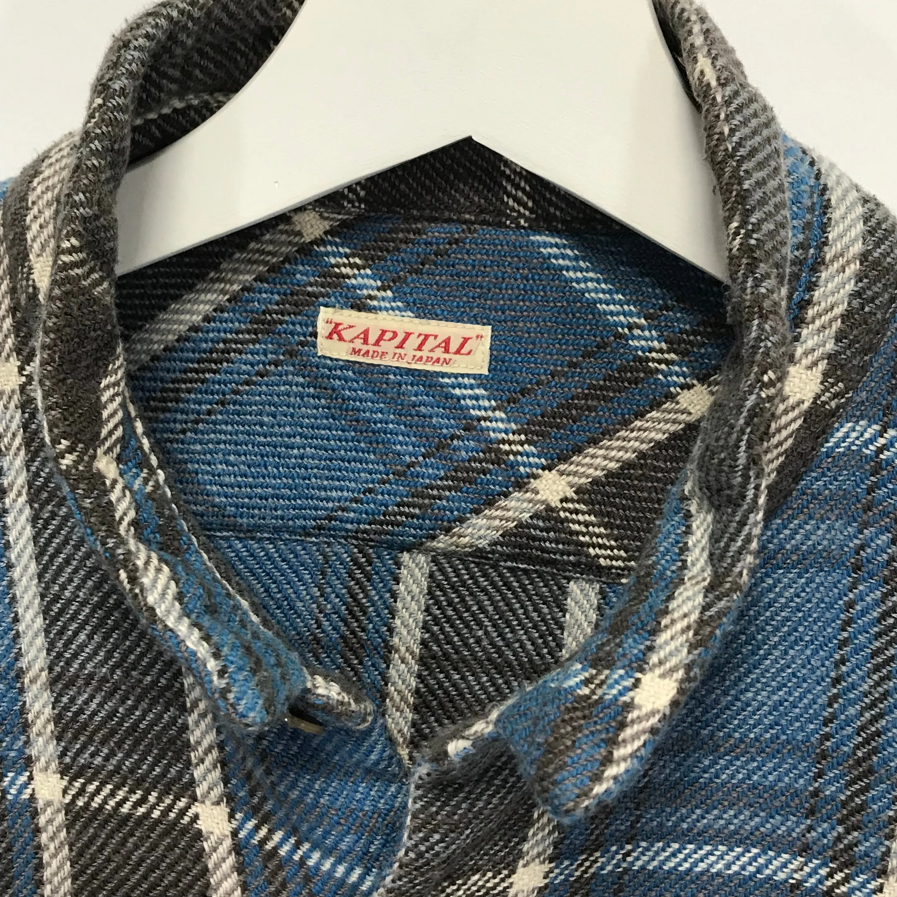 [M]  Kapital Mock Neck Flannel L/S Shirt Blue