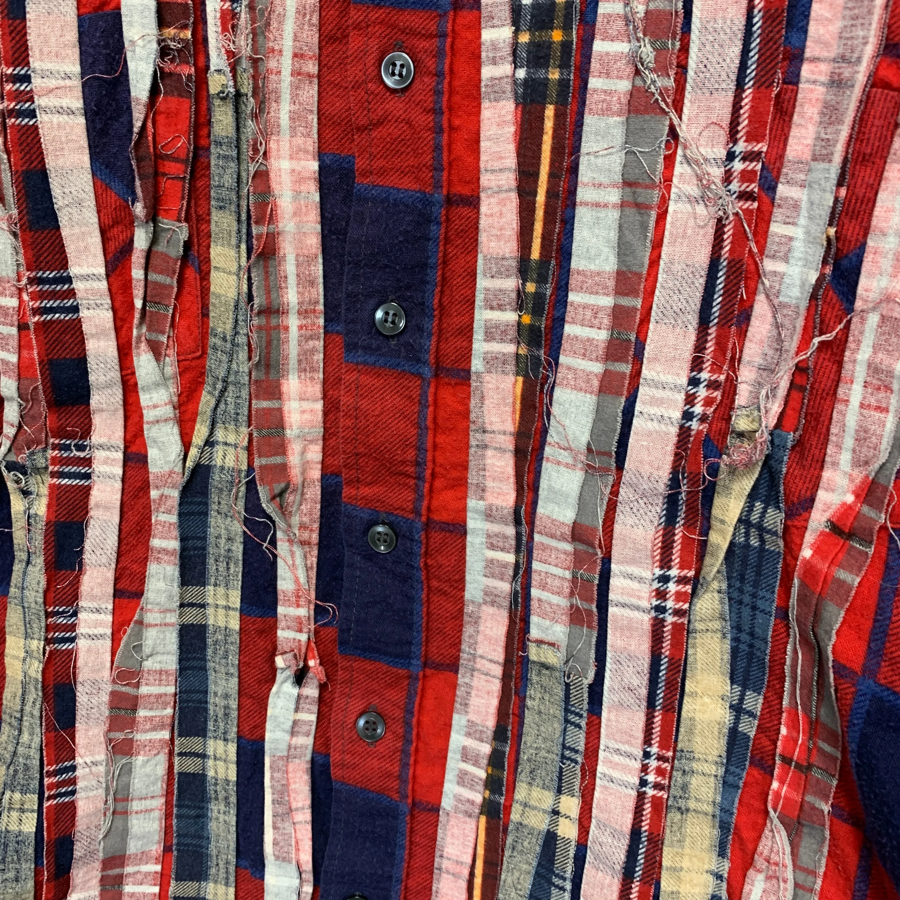 [M] Needles Rebuild Ribbon Cut Oversized Flannel Shirt
