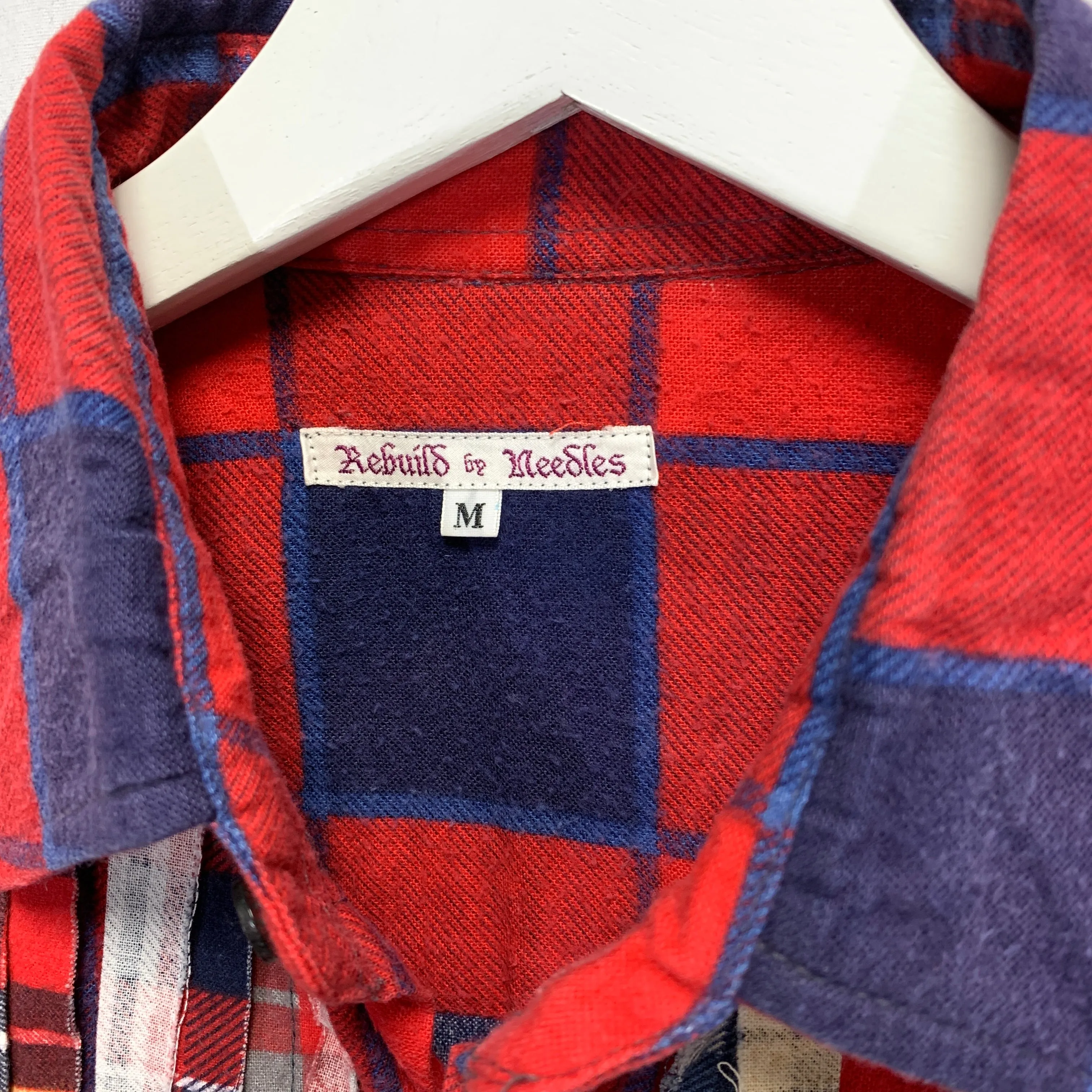 [M] Needles Rebuild Ribbon Cut Oversized Flannel Shirt