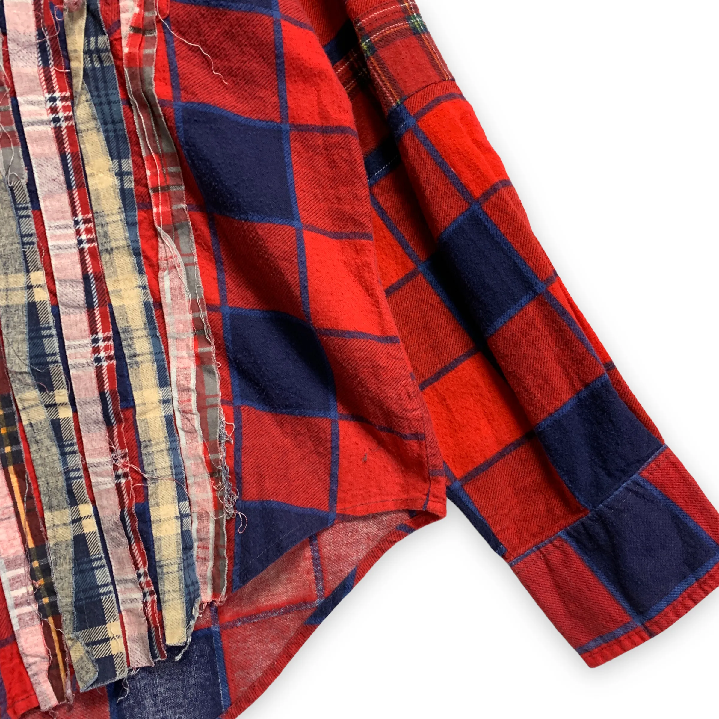[M] Needles Rebuild Ribbon Cut Oversized Flannel Shirt