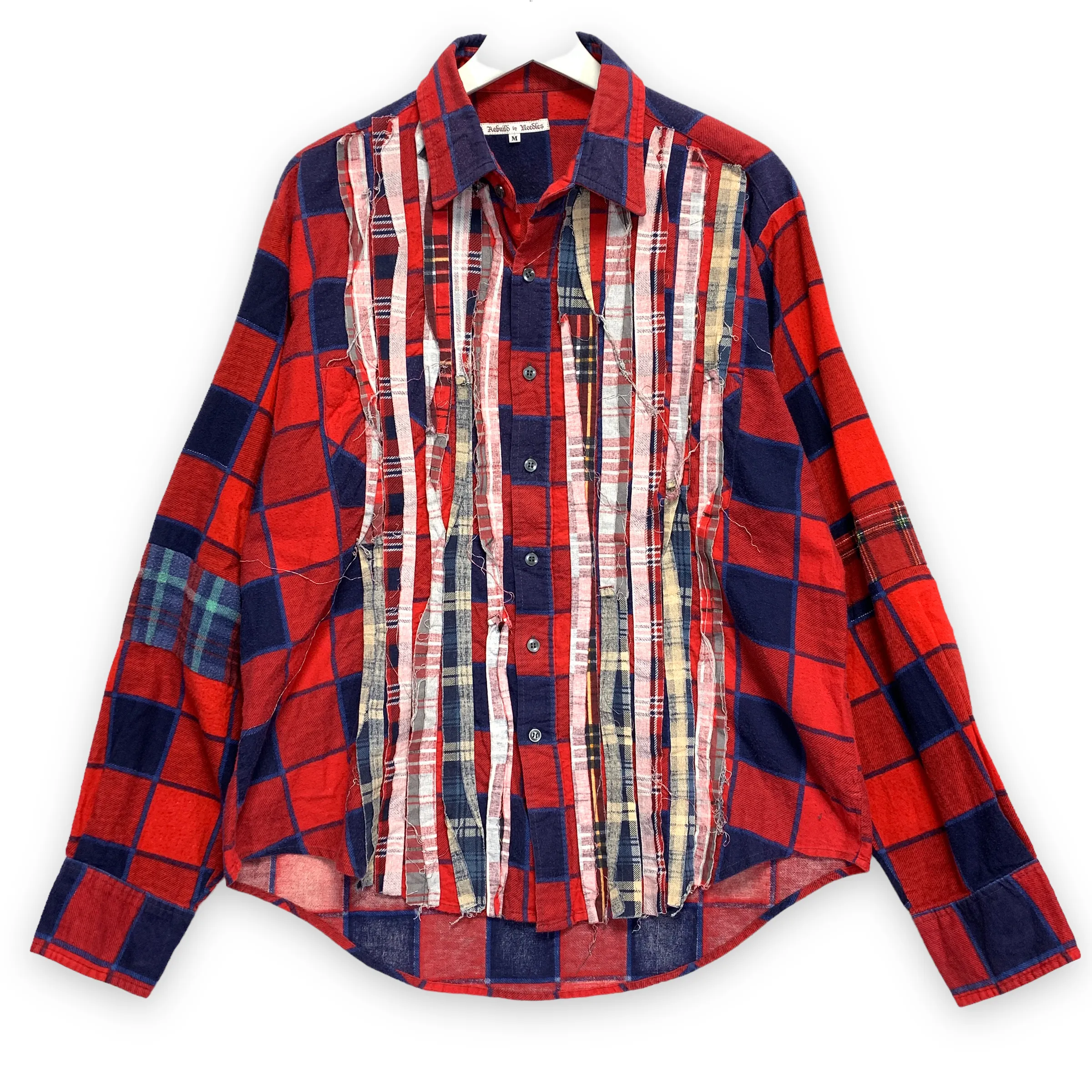 [M] Needles Rebuild Ribbon Cut Oversized Flannel Shirt
