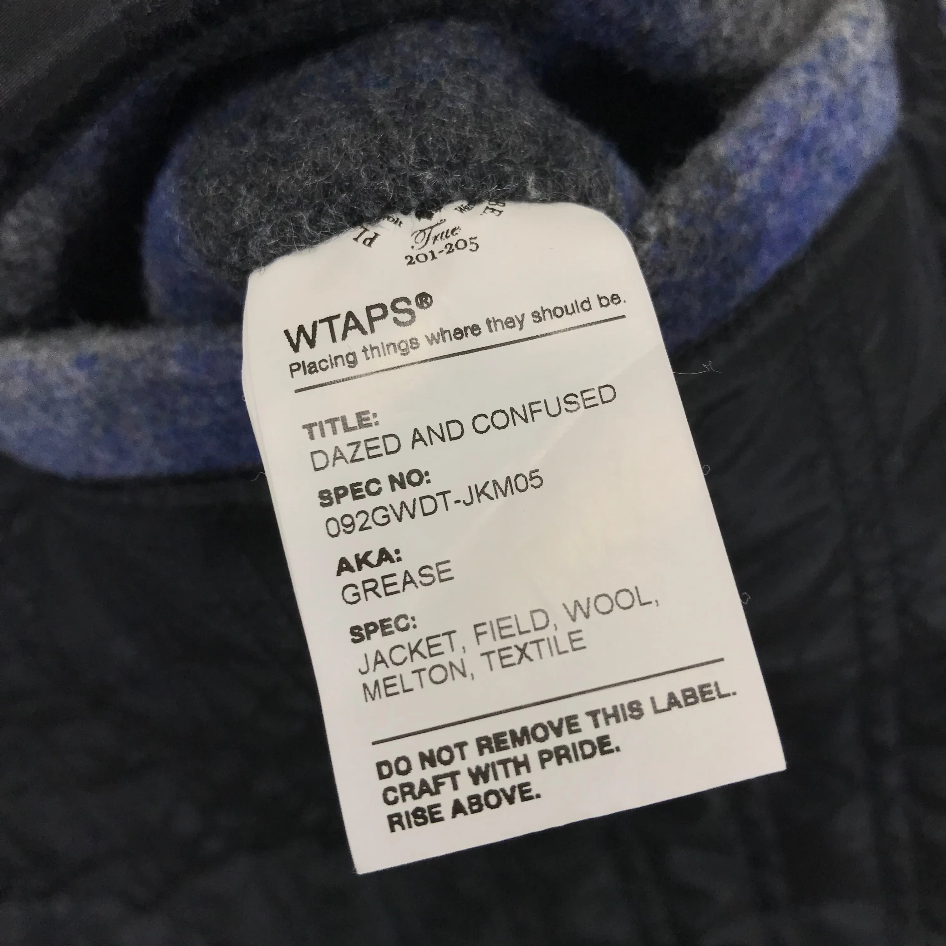 [M] WTaps 09AW Melton Wool Grease Jacket Blue