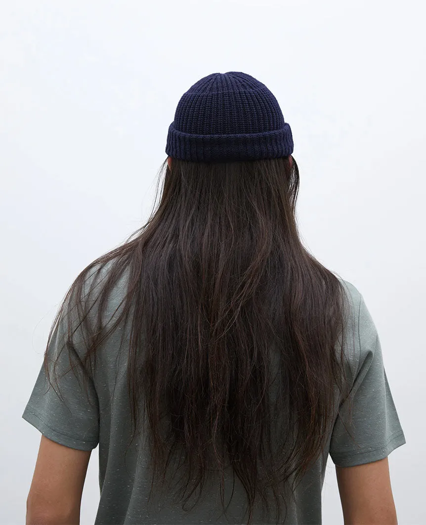 Machine Knit Watch Cap Navy