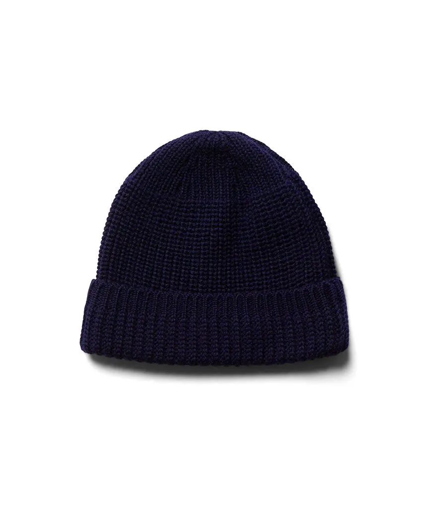 Machine Knit Watch Cap Navy