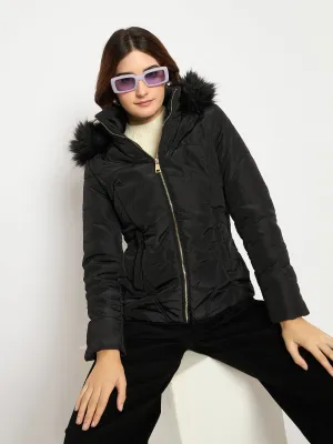 Madame Hooded Black Quilted Jacket