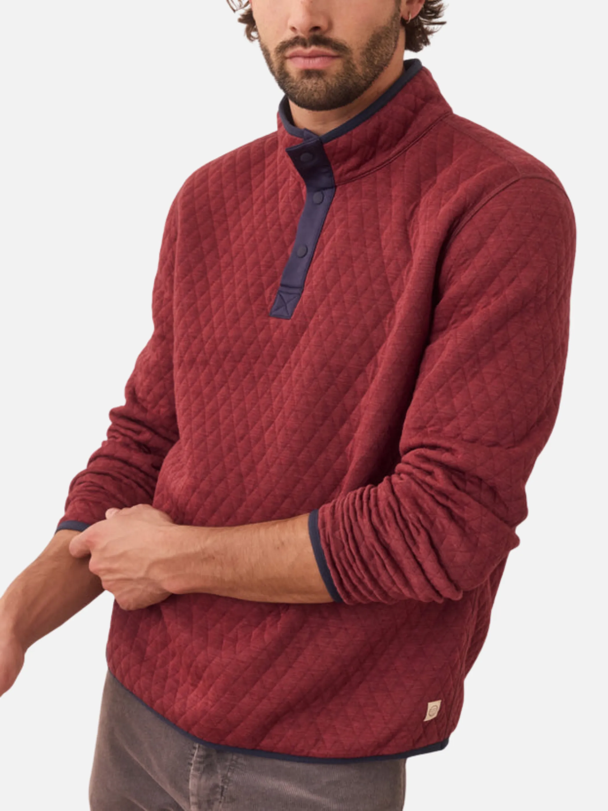 Marine Layer Corbet Reversible Pullover - Burgundy/Navy
