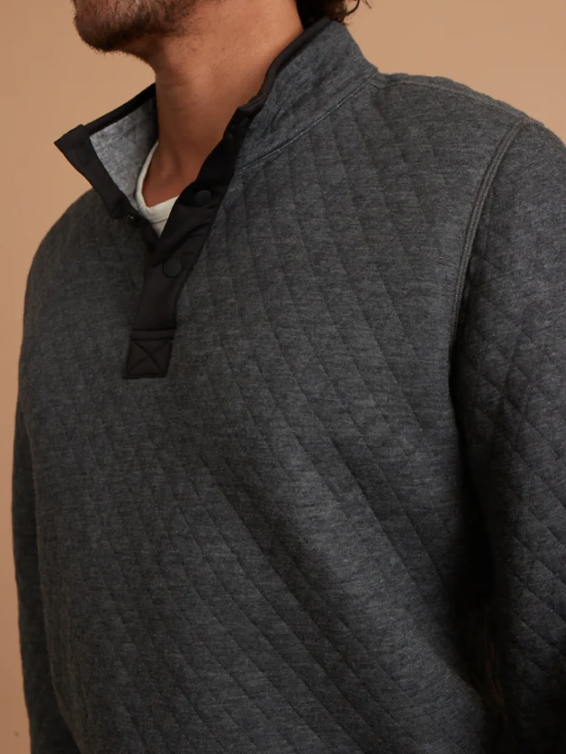Marine Layer Corbet Reversible Pullover - Charcoal/Mid Heather Gray
