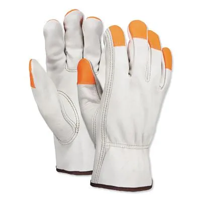 MCR Safety Select Grain Cow Leather Drivers Gloves, Med, Unlined, Beige, 3213MCHVSP