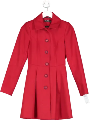 Miss Selfridge Red Button Up Coat UK 4