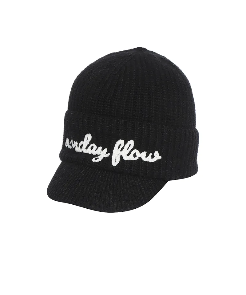 Monday Flow Real Fur Wool Knit Cap - Black