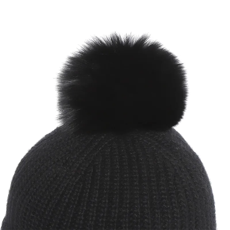 Monday Flow Real Fur Wool Knit Cap - Black