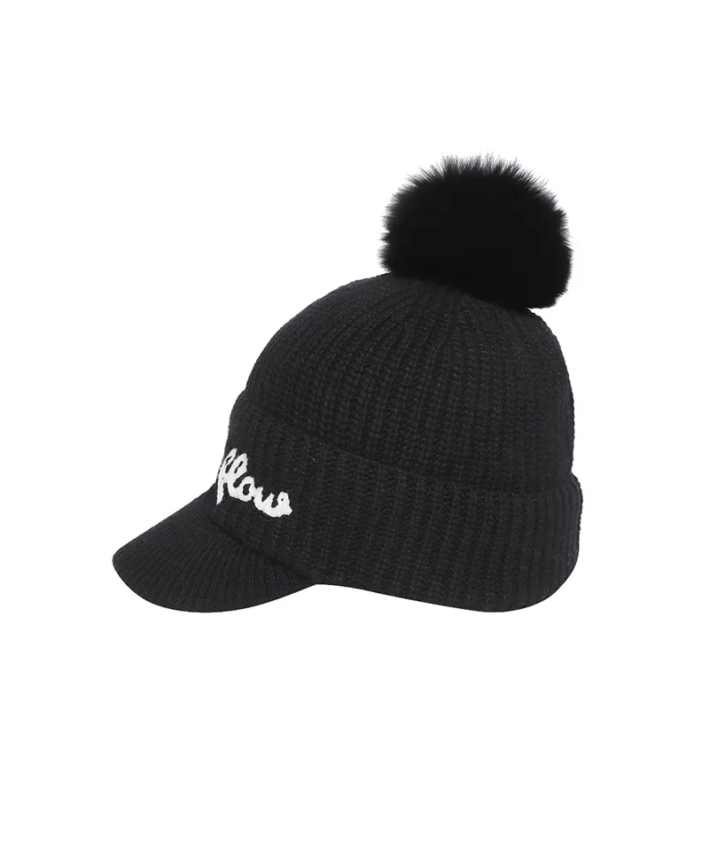 Monday Flow Real Fur Wool Knit Cap - Black