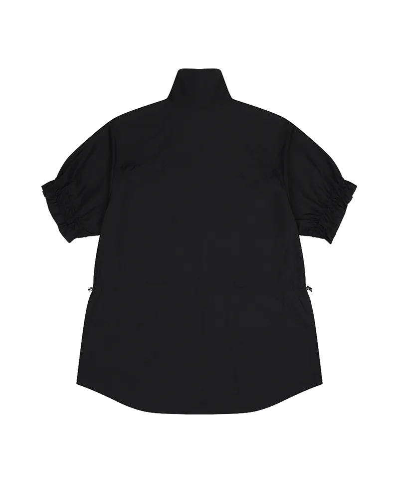 Monday Flow Shirring Half Sleeve Top - Black