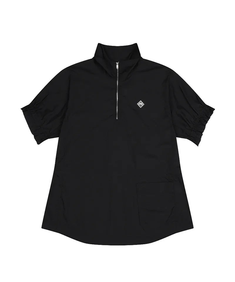 Monday Flow Shirring Half Sleeve Top - Black