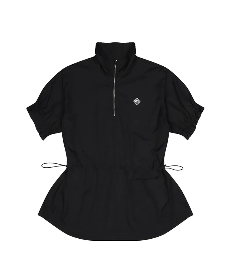 Monday Flow Shirring Half Sleeve Top - Black