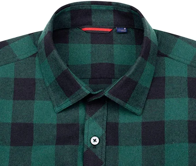 New J.VER Men's Flannel Plaid Shirts Long Sleeve Regular Fit Button Down Casual in Green/Black, Sz L!