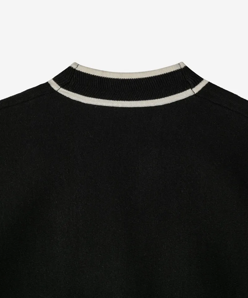 OBER Golf Color Block V-Neck Knit Vest - Black