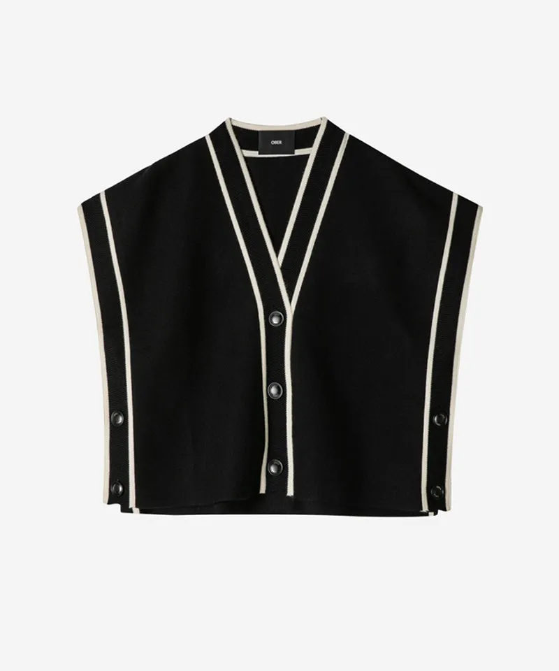 OBER Golf Color Block V-Neck Knit Vest - Black