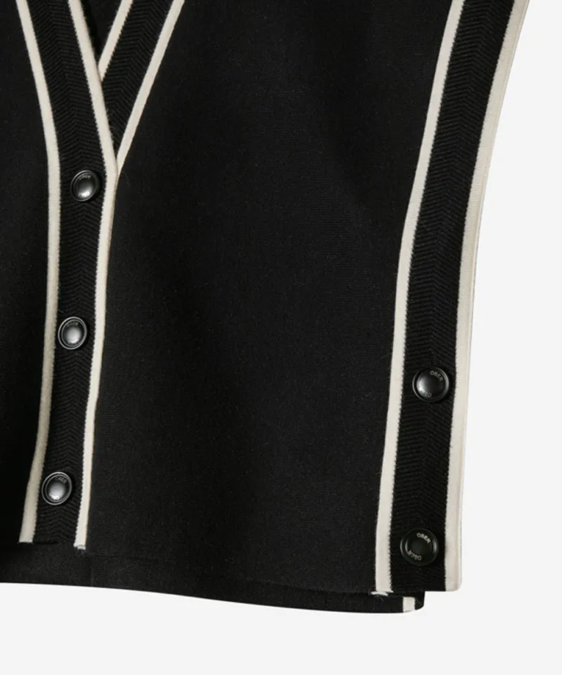 OBER Golf Color Block V-Neck Knit Vest - Black