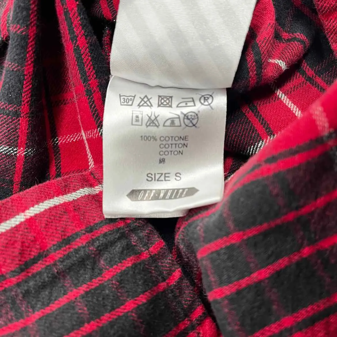 OFF-WHITE Flannel "DIAGONAL" Red Used Size S