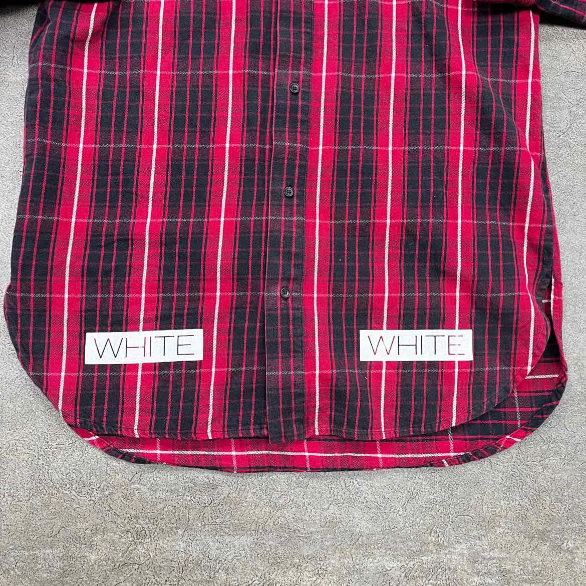 OFF-WHITE Flannel "DIAGONAL" Red Used Size S