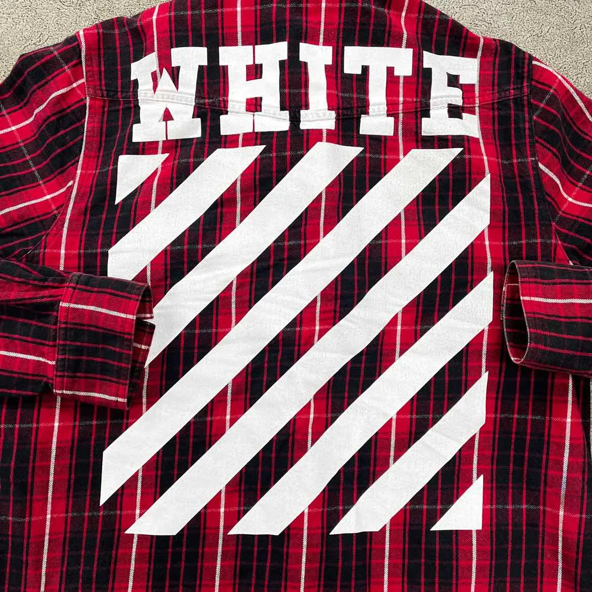 OFF-WHITE Flannel "DIAGONAL" Red Used Size S