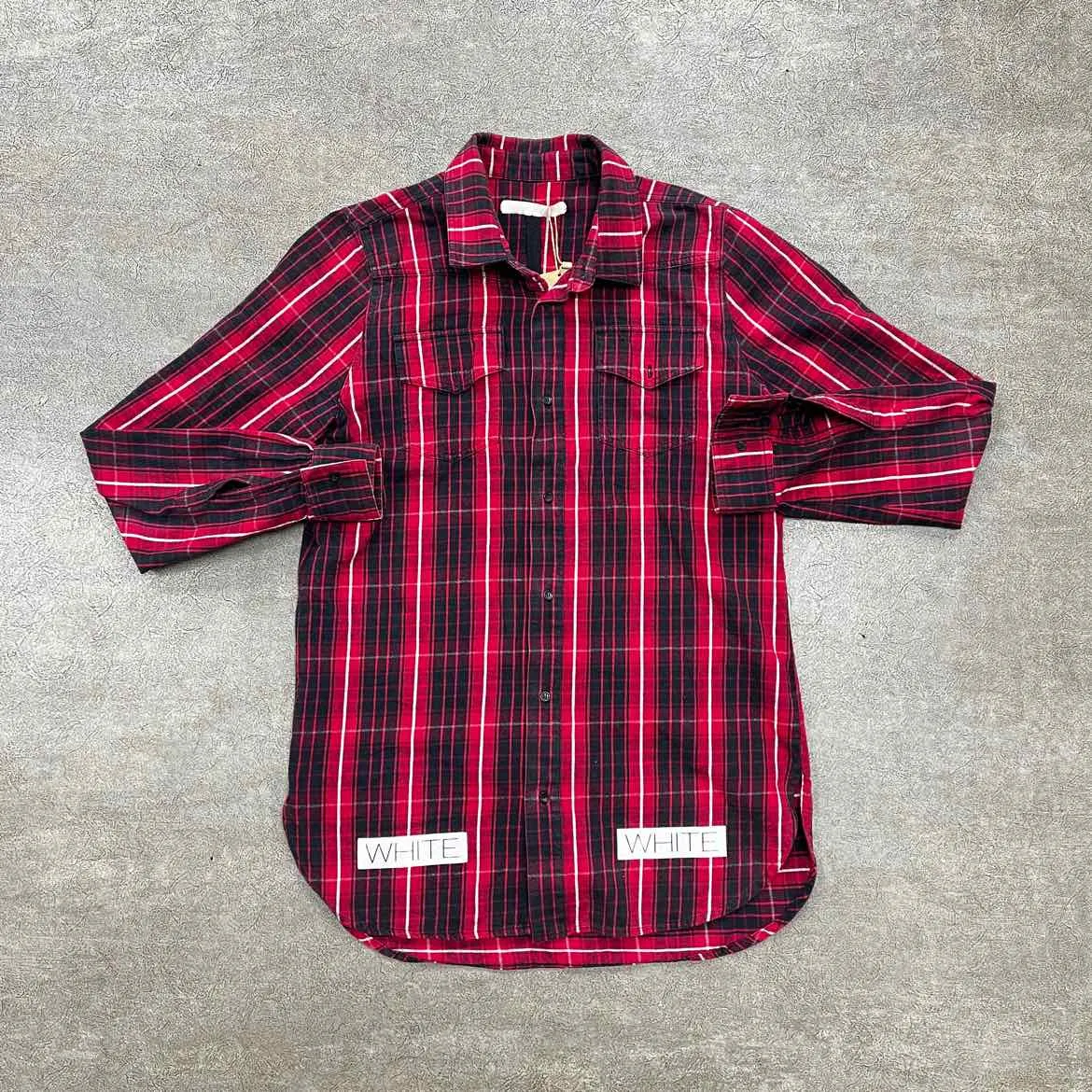 OFF-WHITE Flannel "DIAGONAL" Red Used Size S