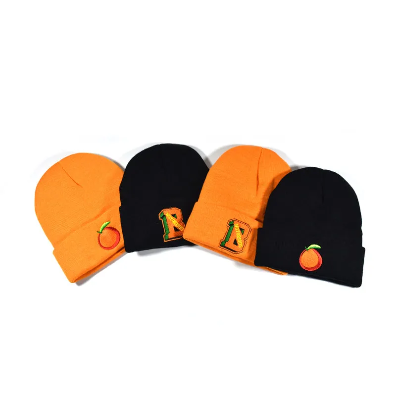 “ORANGE LETTER” EMBROIDERY KNIT HAT K040602