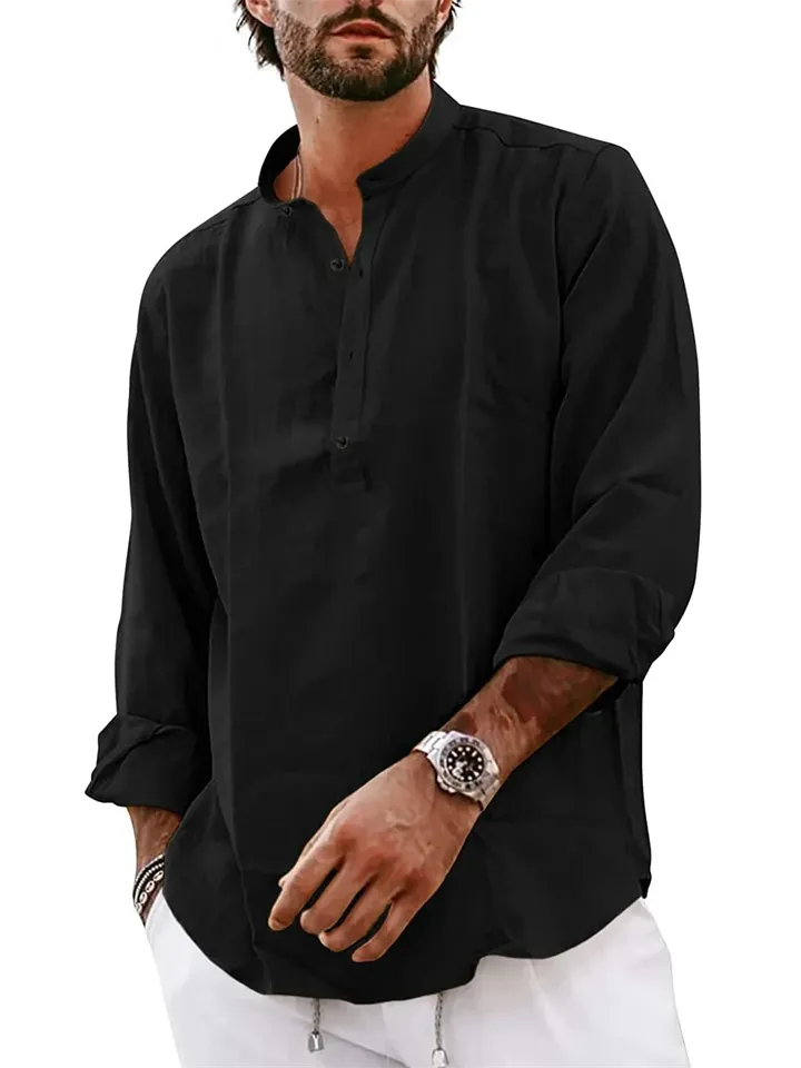 Oversized Streetwear Henley Shirts for Men