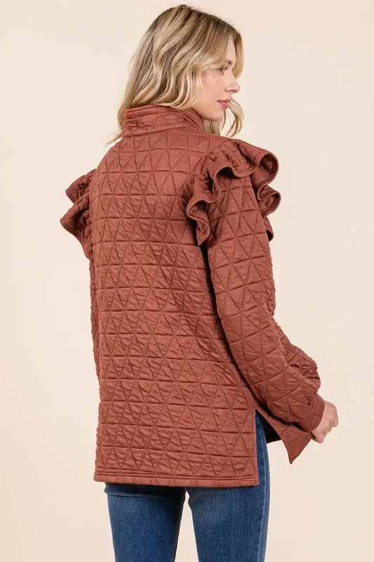 Plus Quilted Half-Zip Pullover Top