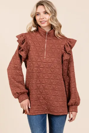 Plus Quilted Half-Zip Pullover Top