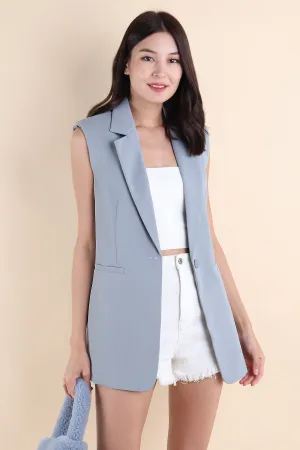 POLINA TRENCH VEST IN GREY BLUE
