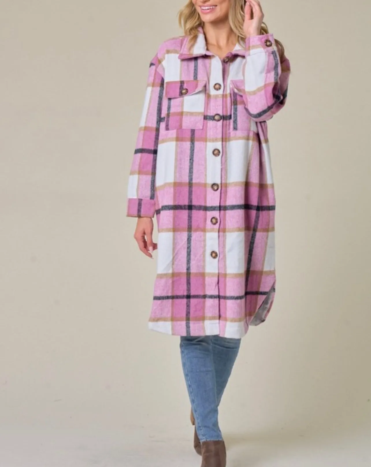 Pretty in Pink Baddie Flannel Shacket