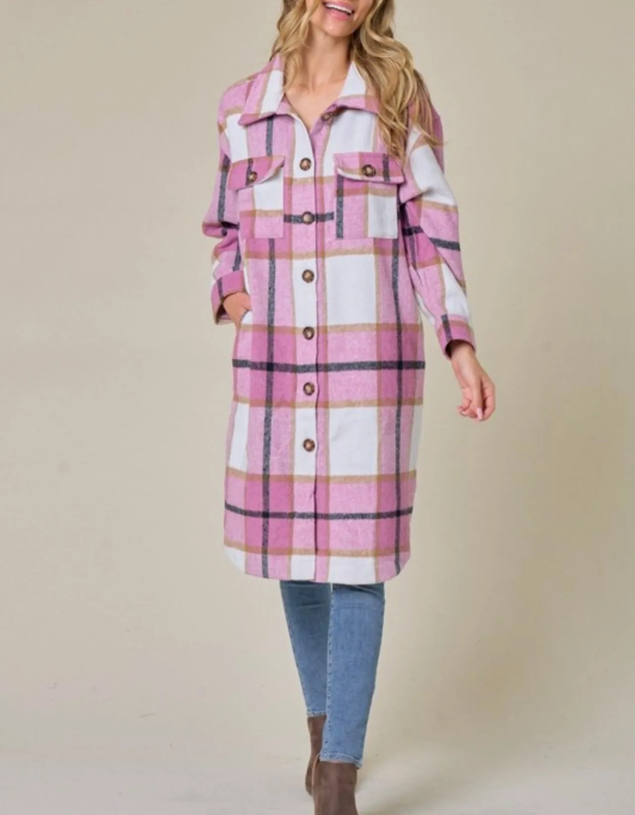 Pretty in Pink Baddie Flannel Shacket