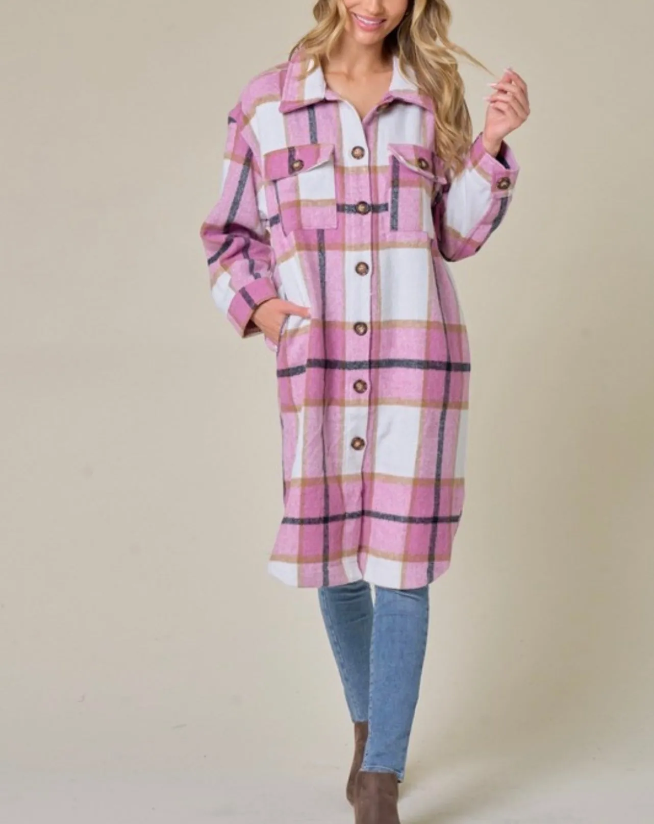 Pretty in Pink Baddie Flannel Shacket