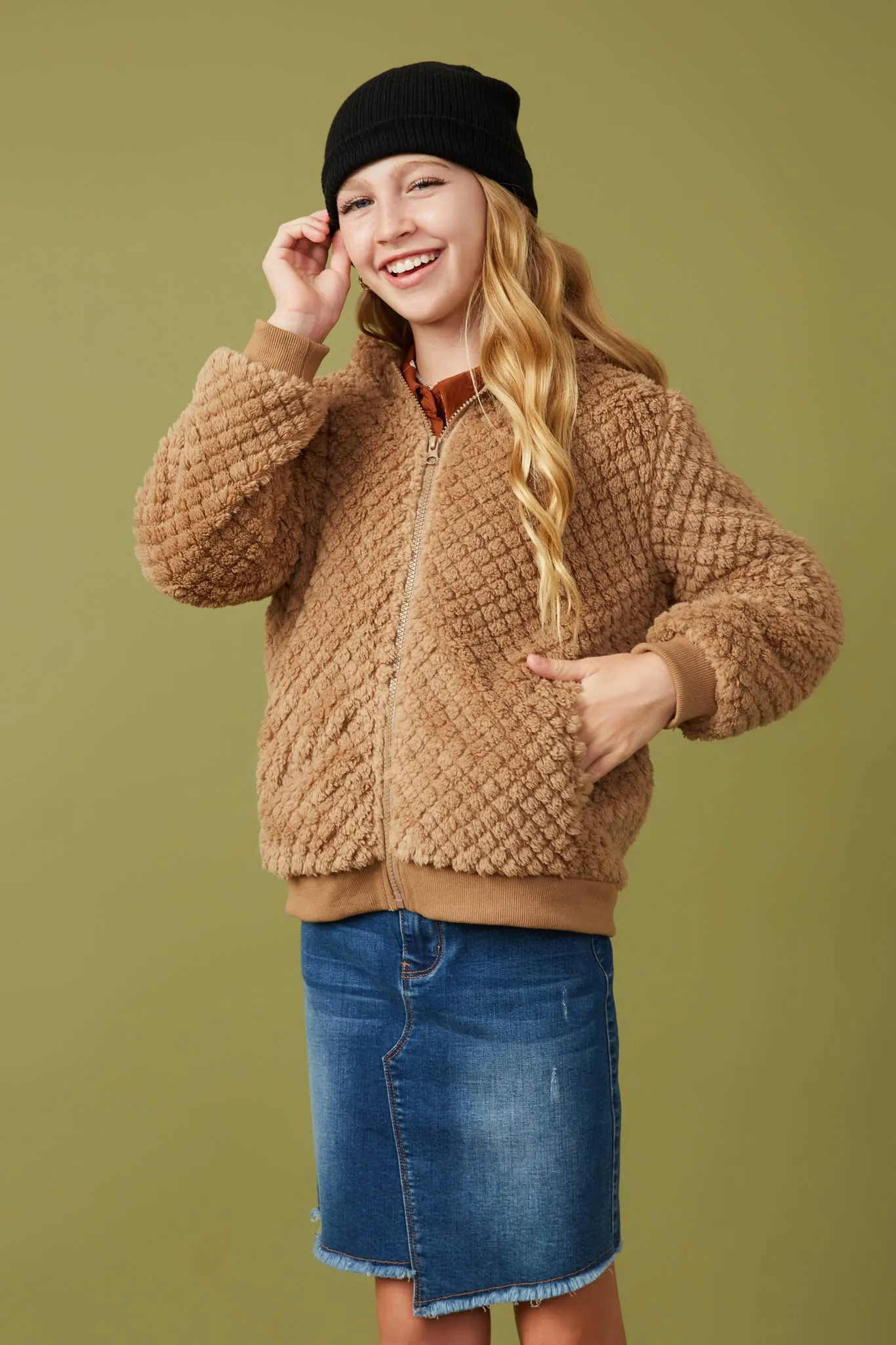 Quilted Plush Hooded Jacket