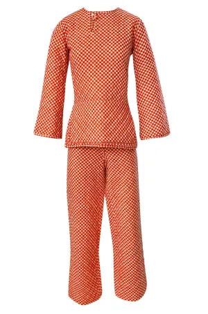 Rare 1971 Marion Foale and Sally Tuffin Red & White Check 'Pajama' Pant Set